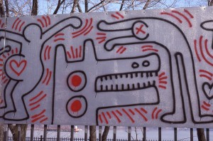 Keith Haring Artwork along FDR Drive NYC, Feb 1985    